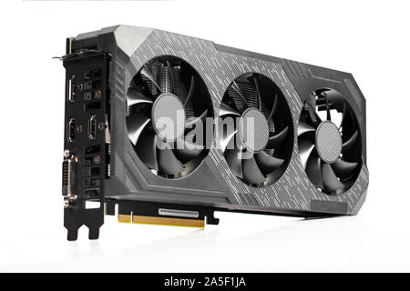 Game graphics card isolated on white background. Computer part. Field ...