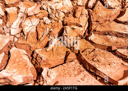 Red cracked sandstone closeup at Antelope slot canyon in Arizona in trail from Lake Powell with texture and pattern Stock Photo
