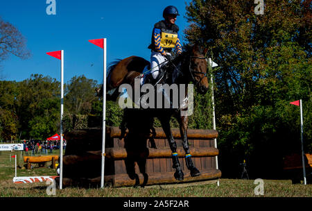 October 19, 2019, Fair Hill, MD, USA: October 20, 2019 : Melissa Boutin (CAN) and EWSZ Jalando during the 3* Cross Country Test at the Fair Hill International 3-Day Event at the Fair Hill Natural Resources Area in Fair Hill, Maryland. This is the final year of a 31-year run of the event at this location. In 2020, the event moves to a new facility in the Fair Hill area and will eventually be upgraded to one of two CCI 5* events in the United States. Karina Serio/Eclipse Sportswire/CSM Stock Photo