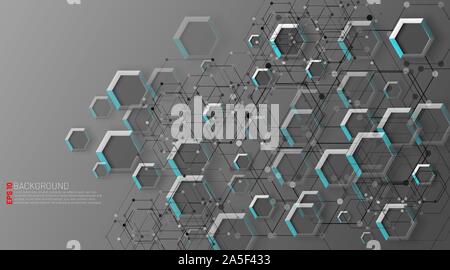 Abstract gray hexagon with a white background. Stock Vector