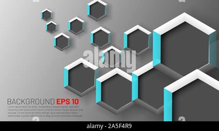 Abstract gray hexagon with a white background. Stock Vector