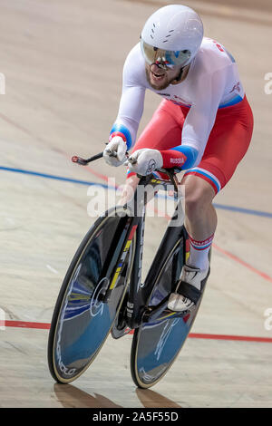 Apeldoorn, Netherlands. 20th Oct, 2019. APELDOORN, 20-10-2019, allsports, Omnisport Apeldoorn, Pavel Yakushevskiy 1000m time trial during the Track Cycling European Championships, Ek Baanwielrennen. Credit: Pro Shots/Alamy Live News Stock Photo