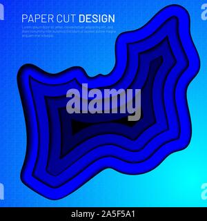 the paper cuts a geometric liquid gradient pattern in blue. Background for business presentations, leaflets, posters. Vector illustration. Stock Vector