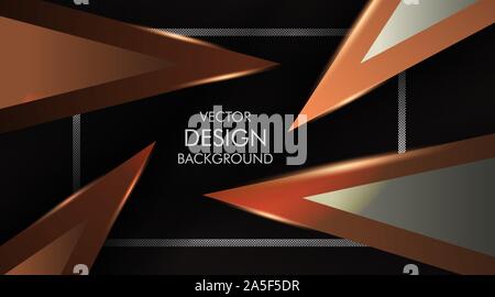 Vector background of a brown triangle with light in a black space Stock Vector