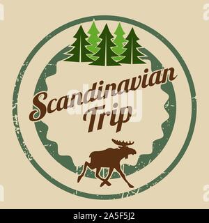 Scandinavian trip icon or badge, vector illustration Stock Vector