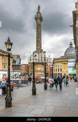 The Grade One Listed monument to Charles Earl Grey K.G., author of the Great Reform Bill, dominates the square in the centre of Newcastle, England. Stock Photo