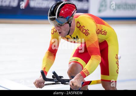 Apeldoorn, Netherlands. 20th Oct, 2019. APELDOORN, 20-10-2019, allsports, Omnisport Apeldoorn, Sanchez Moreno (ESP) at the 1000m for men during the Track Cycling European Championships, Ek Baanwielrennen. Credit: Pro Shots/Alamy Live News Stock Photo