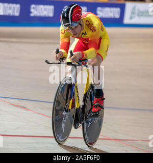 Apeldoorn, Netherlands. 20th Oct, 2019. APELDOORN, 20-10-2019, allsports, Omnisport Apeldoorn, Sanchez Moreno (ESP) at the 1000m for men during the Track Cycling European Championships, Ek Baanwielrennen. Credit: Pro Shots/Alamy Live News Stock Photo