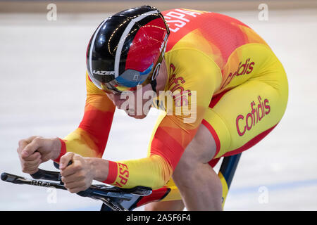 Apeldoorn, Netherlands. 20th Oct, 2019. APELDOORN, 20-10-2019, allsports, Omnisport Apeldoorn, Sanchez Moreno (ESP) at the 1000m for men during the Track Cycling European Championships, Ek Baanwielrennen. Credit: Pro Shots/Alamy Live News Stock Photo