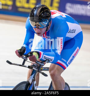 Apeldoorn, Netherlands. 20th Oct, 2019. APELDOORN, 20-10-2019, allsports, Omnisport Apeldoorn, Robin Wagner at the 1000m for men during the Track Cycling European Championships, Ek Baanwielrennen. Credit: Pro Shots/Alamy Live News Stock Photo