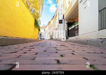 Vilnius, Lithuania - 16 October, 2019: Beautiful Vilnius oldtown street, Lithuania Stock Photo