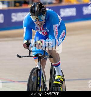 Apeldoorn, Netherlands. 20th Oct, 2019. APELDOORN, 20-10-2019, allsports, Omnisport Apeldoorn, Robin Wagner at the 1000m for men during the Track Cycling European Championships, Ek Baanwielrennen. Credit: Pro Shots/Alamy Live News Stock Photo