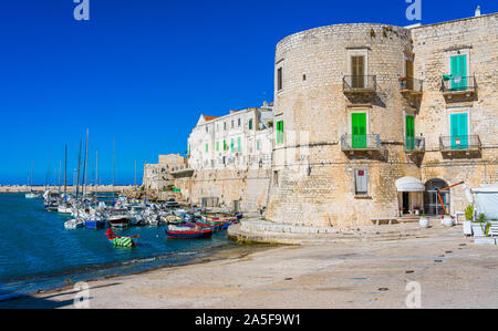 Beautiful view of Giovinazzo port with colorful fishing boats, Apulia ...