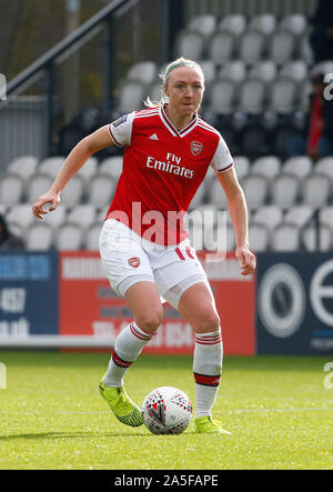 Boreham Wood, UK. 20th Oct, 2019. BOREHAMWOOD, ENGLAND - OCTOBER 20: Louise Quinn of Arsenal during FA WSL Continental Tyres Cup Group One South match between Arsenal Women and Charlton Athletic Women at Meadow Park Stadium on September 20, 2019 in Borehamwood, England Credit: Action Foto Sport/Alamy Live News Stock Photo