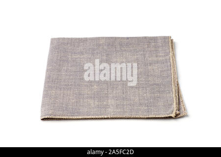 Single gray textile napkin on white background Stock Photo