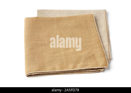 Beige and sandy textile napkins on white Stock Photo