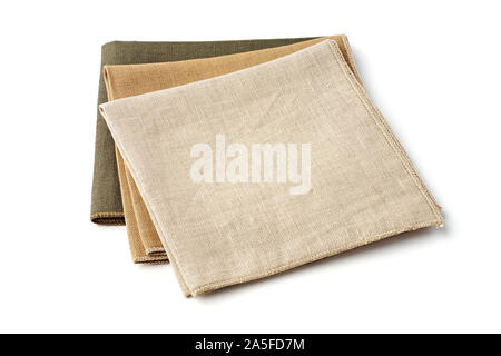 Three colorful textile napkins on white background Stock Photo