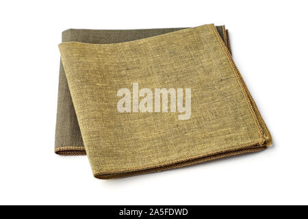 Two green textile napkins on white background Stock Photo
