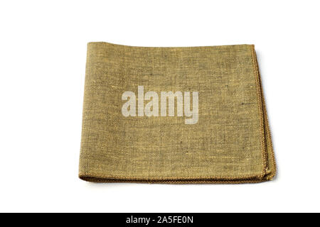 Olive textile napkin on white background Stock Photo
