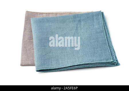 Turquoise and gray textile napkins on white Stock Photo