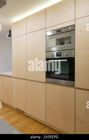 Interior of modern kitchen with built-in appliances Stock Photo