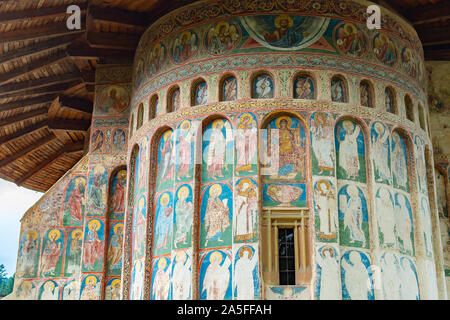 Romania, Voronet, 15 September 2019 - Voronet Monastery, Region Suceava, Romania - the church is one of the Painted churches of Moldavia listed in Stock Photo