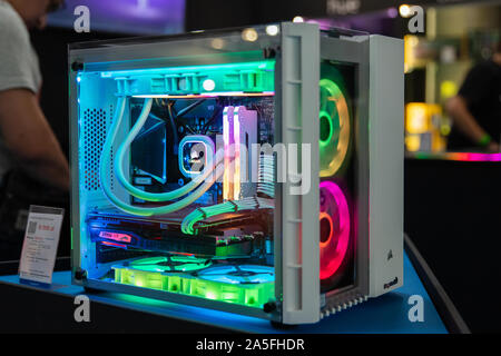 POZNAN, POLAND - October, 18th 2019: New generation gaming computer at PGA2019. PGA2019 is a computer games and entertainment event organized in polis Stock Photo