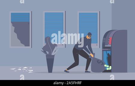 Thief Stealing Money From Atm Cartoon People Characters Illustration Stock Vector Image Art Alamy