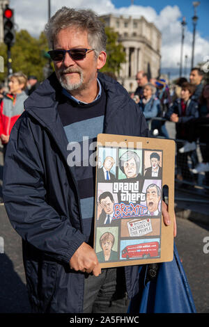 London, England ,19th October 2019; People's Vote March demanding a second referendum on Brexit. Stock Photo