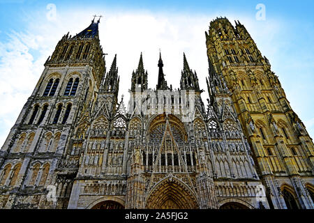 Rouen Normandy August 13 2019 Cathedral of Notre Dame front view Stock Photo