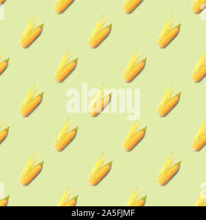 Natural Corn seamless pattern, vegetarian food. Background. Isometric view. Stock Photo