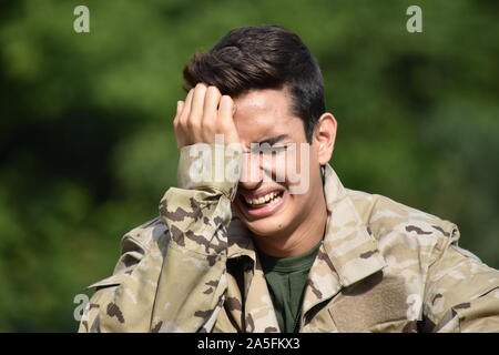 Depressed Male Soldier Stock Photo