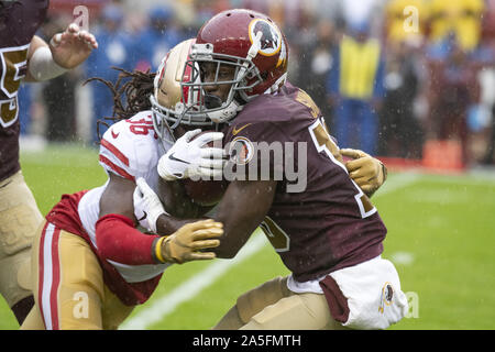 Landover, Maryland, USA. 20th Oct, 2019. Washington Redskins wide receiver Steven Sims, Jr. (15) is tackled by San Francisco 49ers defensive back Marcell Harris (36) as he returns the opening kick-off during the game at FedEx Field in Landover, Maryland on Sunday, October 20, 2018. The 49ers won the game 9 - 0 Credit: Ron Sachs/CNP/ZUMA Wire/Alamy Live News Stock Photo