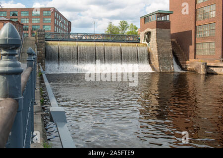 Water dam of an old cotton factory in Tampere industrial city of Finland Stock Photo