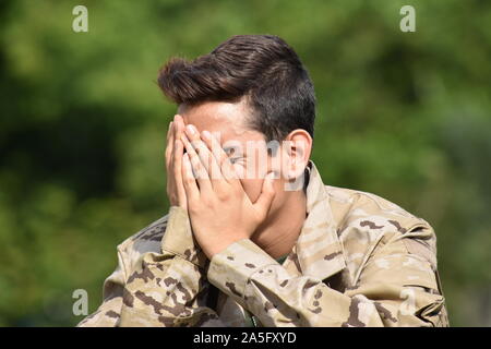 An Enlisted Male Soldier And Depression Stock Photo