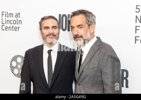 NEW YORK, NY - OCTOBER 02: Joaquin Phoenix and Todd Phillips attend a screening of 'Joker' during the 57th annual New York Film Festival at Alice Tull Stock Photo