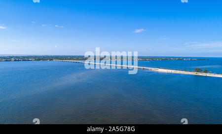 Sanibel Island Causeway leading from Punta Rassa in Fort Myers to the beaches of Captiva and Sanibel Stock Photo
