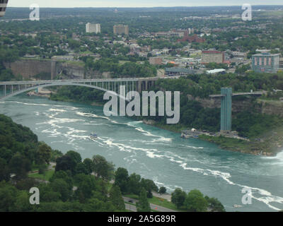 Summer in Ontario: Niagara River Gorge and the Niagara Falls International Rainbow Bridge Stock Photo