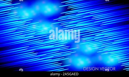 Abstract vector background in blue light lines, Technology vector background with Glowing and bokeh Stock Vector