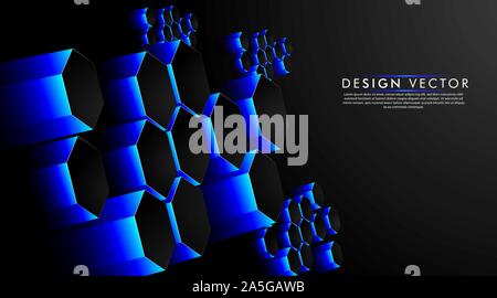 Hexagon Blue Abstract Background of Futuristic Hi-Tech Technology. Vector illustration of making a 3d Stock Vector