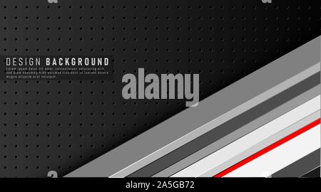 Black technology concept abstract background with texture steel . 3D vector illustration Stock Vector