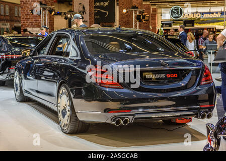 FRANKFURT, GERMANY - SEPT 2019: dark blue MERCEDES-BENZ BRABUS 900 S Class W222 C217 A217 business sedan 2014, IAA International Motor Show Auto Exhib Stock Photo