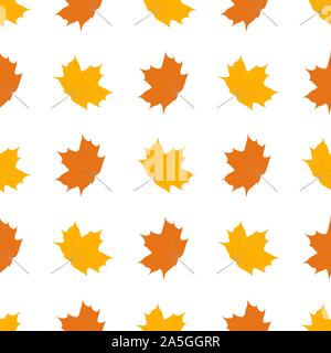 Seamless vector pattern with autumn leaves on a white background. Stock Vector