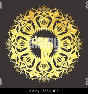 Golden foil mandala ornament Stock Vector