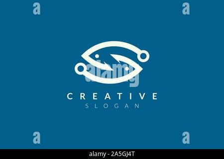 Abstract minimalist fish shape vector design. Simple fish design, flat logo style, modern icon and symbol Stock Vector