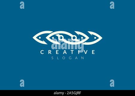 Abstract minimalist fish shape vector design. Simple fish design, flat logo style, modern icon and symbol Stock Vector