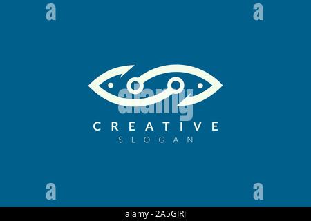 Abstract minimalist fish shape vector design. Simple fish design, flat logo style, modern icon and symbol Stock Vector