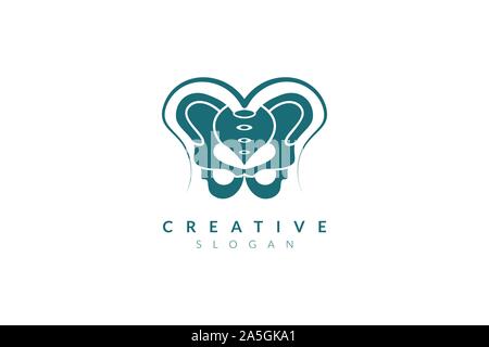 Vector illustration of pelvic bone shape design. Minimalist and simple logo, flat style, modern icon and symbol Stock Vector