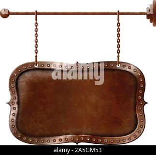 Metal signboard on chains Stock Vector