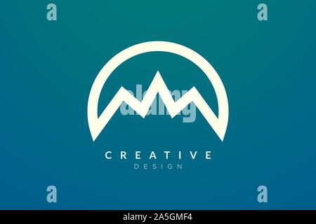 Logo design that combines circle objects with mountains. Minimalist and modern vector design for your business brand or product Stock Vector